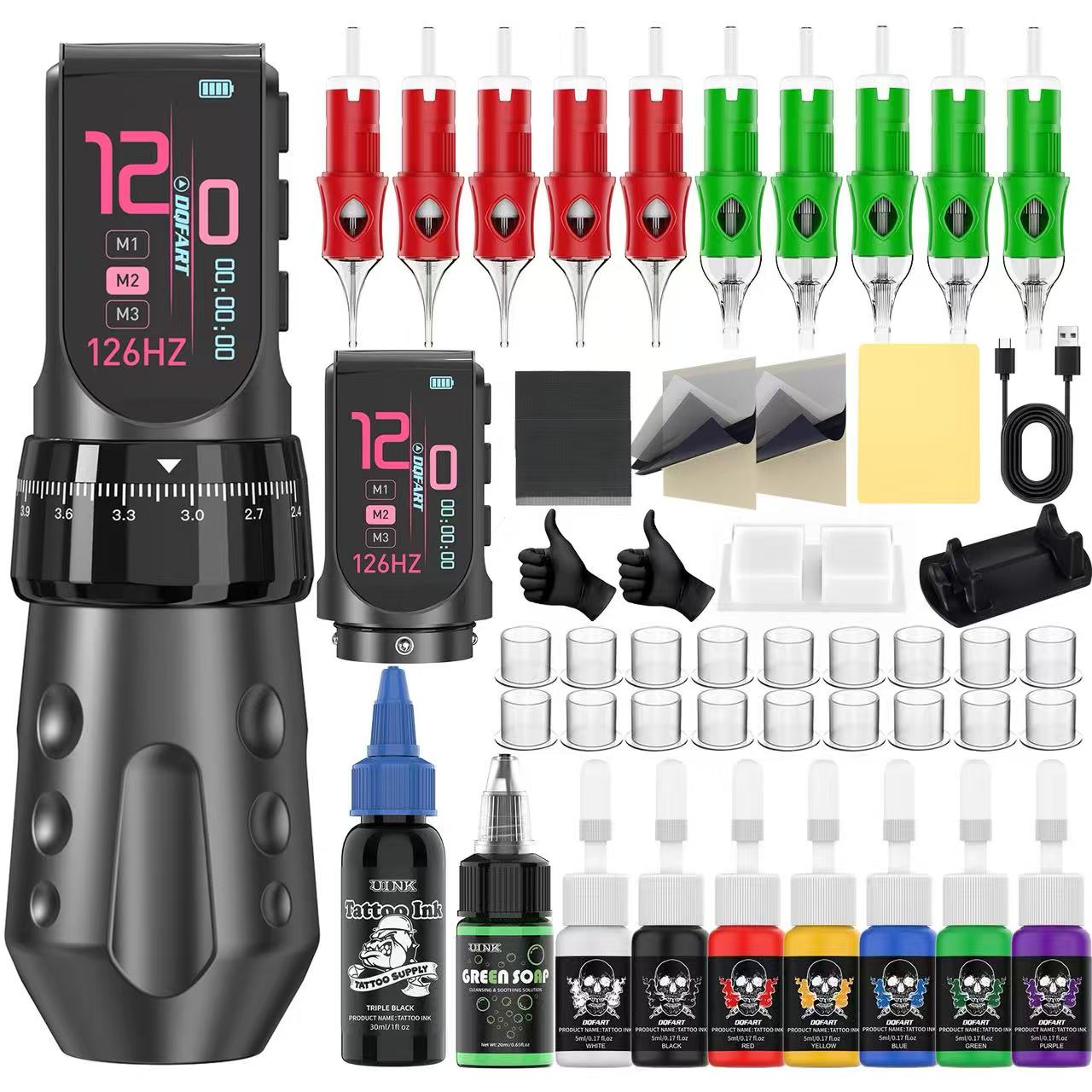 Beginner Tattoo Kit | DQFART High-Quality Cordless Tattoo Machine Kit for Starter