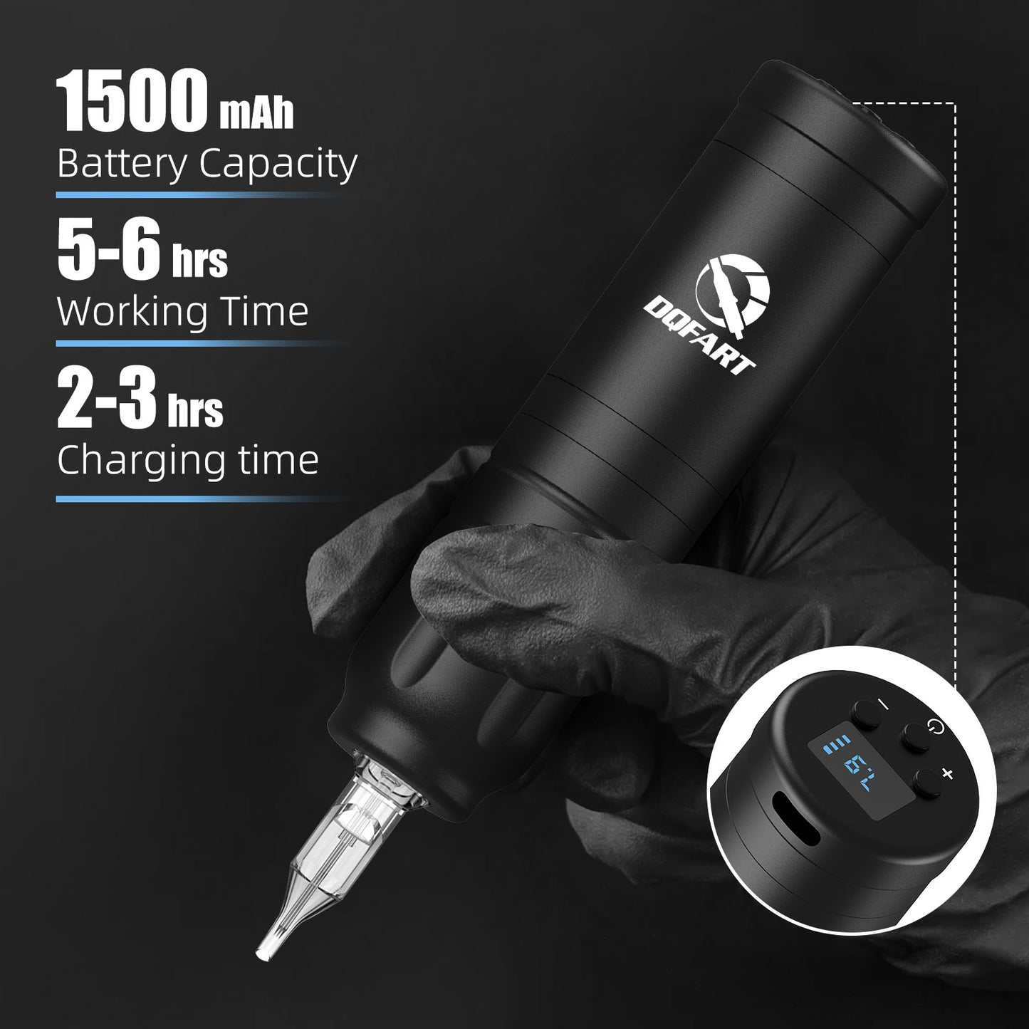 Wireless Tattoo Pen Set Single Battery LED Display with Ink and Tattoo Needle Cartridge