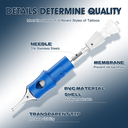 Disposable Colored Tattoo Needles RL RM RS M1 - Professional Tattoo Needles, Disposable Sterile Tattoo Needles