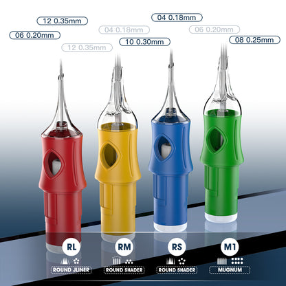 Disposable Colored Tattoo Needles RL RM RS M1 - Professional Tattoo Needles, Disposable Sterile Tattoo Needles